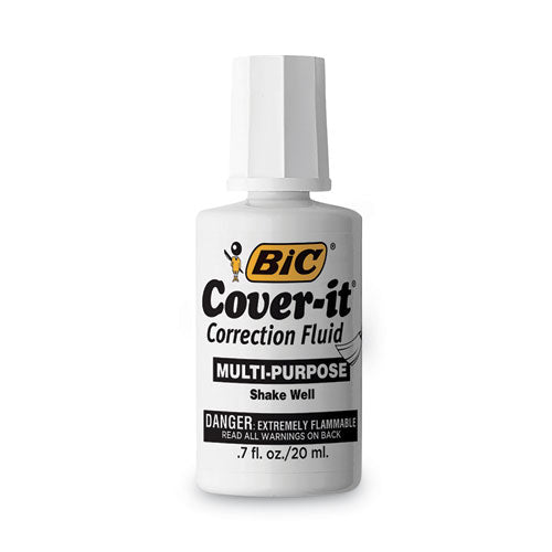 BIC Cover-It Correction Fluid, 20 ml Bottle, White, Dozen WOC12