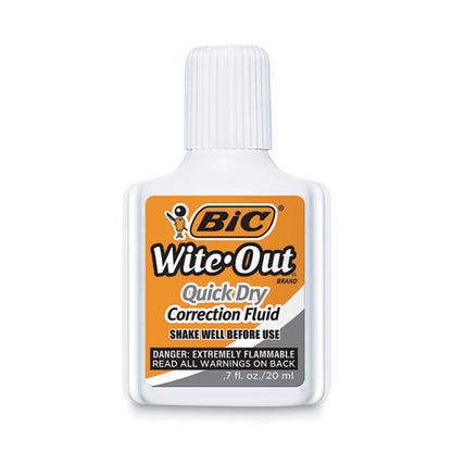 BIC Wite-Out Quick Dry Correction Fluid, 20 mL Bottle, White, 3-Pack WOFQD324