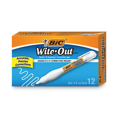BIC Wite-Out Shake 'n Squeeze Correction Pen, 8 mL, White WOSQP11 WHI