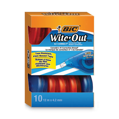 BIC Wite-Out EZ Correct Correction Tape Value Pack, Non-Refillable, 1-6" x 472", 10-Box WOTAP10
