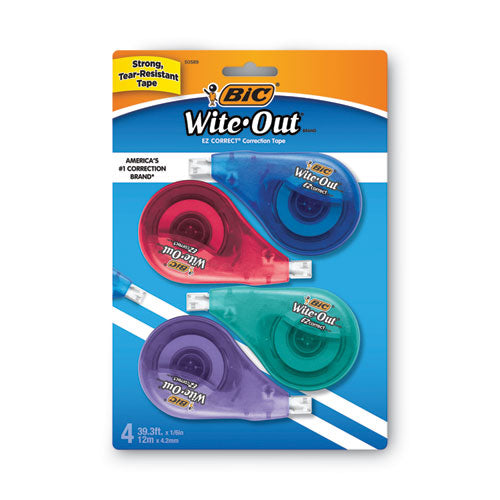 BIC Wite-Out EZ Correct Correction Tape, Non-Refillable, 1-6" x 400", 4-Pack WOTAPP418