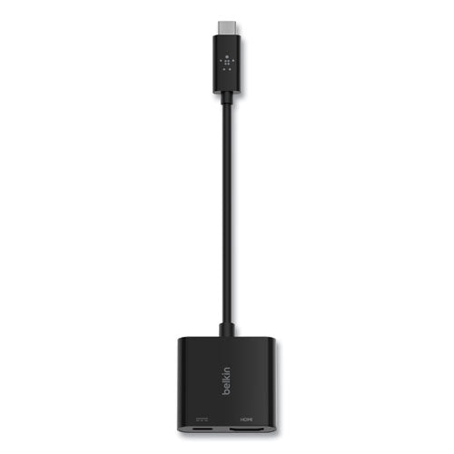 Belkin USB-C to HDMI + Charge Adapter, HDMI; USB-C(F); USB-C(M), 2.53", Black AVC002BK-BL