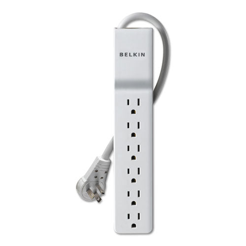 Belkin Home-Office Surge Protector w-Rotating Plug, 6 Outlets, 6 ft Cord, 720J, White BE106000-06R