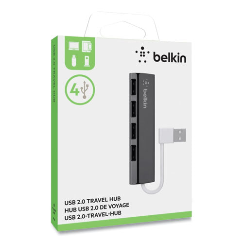 Belkin 4-Port Ultra-Slim Travel Hub, 4 Port, Nightshade-White F4U042BT