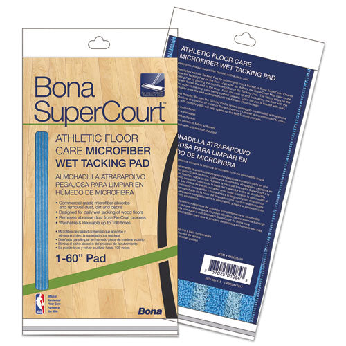 Bona SuperCourt Athletic Floor Care Microfiber Wet Tacking Pad, 60", Light-Dark Blue AX0003499