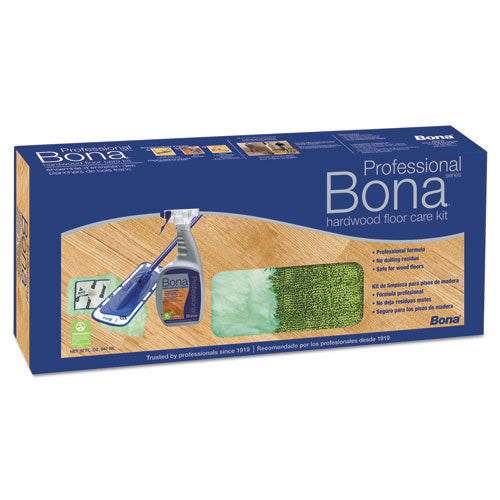 Bona Hardwood Floor Care Kit, 15" Wide Microfiber Head, 52" Blue Steel Handle WM710013398