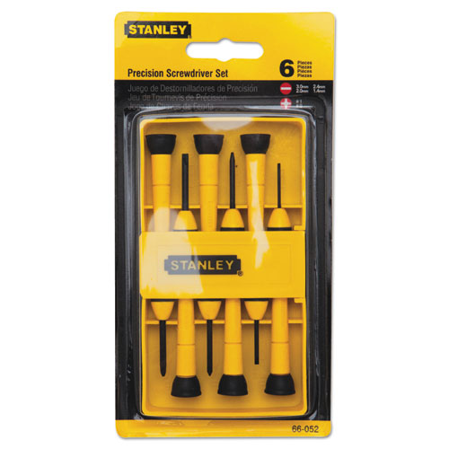 Stanley Tools 6-Piece Precision Screwdriver Set, Black-Yellow 66-052