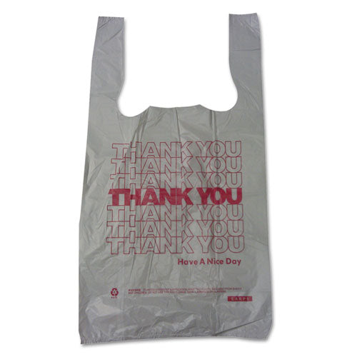 Barnes Paper Company Thank You High-Density Shopping Bags, 10" x 19", White, 2,000-Carton BPC 10519THYOU