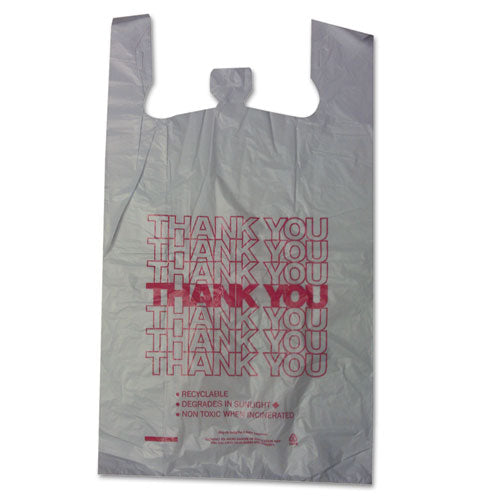 Barnes Paper Company Thank You High-Density Shopping Bags, 18" x 30", White, 500-Carton 18830THYOU