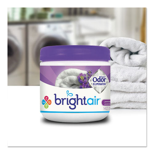 Bright Air Super Odor Eliminator, Lavender and Fresh Linen, Purple, 14 oz Jar, 6-Carton 900014