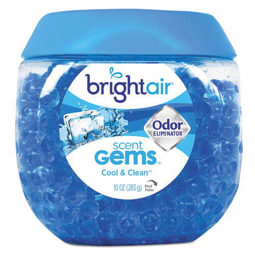 Bright Air Scent Gems Odor Eliminator, Cool and Clean, Blue, 10 oz Jar 900228