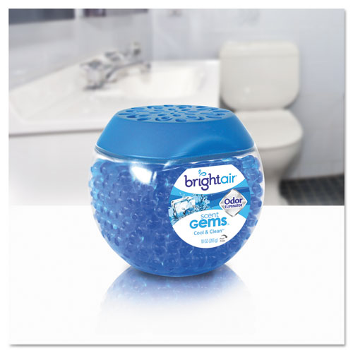 Bright Air Scent Gems Odor Eliminator, Cool and Clean, Blue, 10 oz Jar, 6-Carton BRI 900228