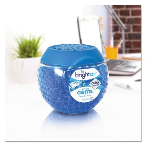 Bright Air Scent Gems Odor Eliminator, Cool and Clean, Blue, 10 oz Jar, 6-Carton BRI 900228