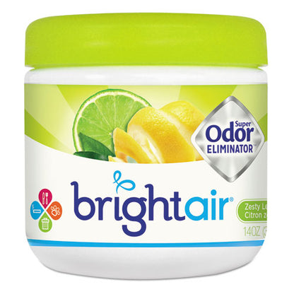 Bright Air Super Odor Eliminator, Zesty Lemon and Lime, 14 oz Jar, 6-Carton 900248