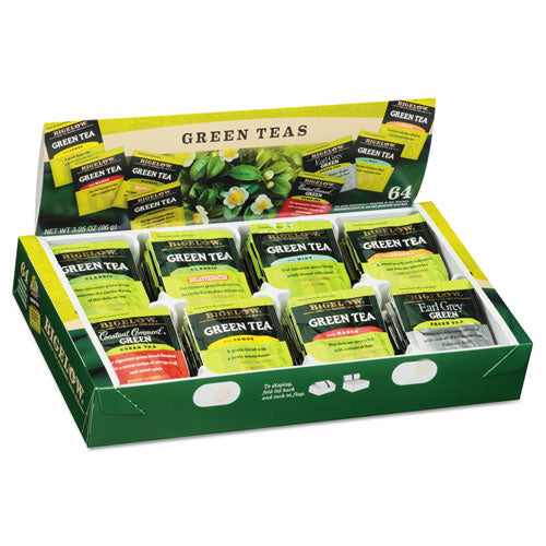 Bigelow Green Tea Assortment, Tea Bags, 64-Box, 6 Boxes-Carton RCB30568CT