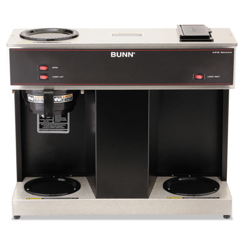 Bunn Pour-O-Matic Three-Burner Pour-Over Coffee Brewer, Stainless Steel, Black 04275.0031