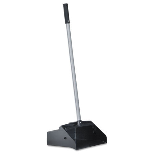 Boardwalk Lobby Dust Pan, 11.75 x 37, 34" Handle, Plastic-Aluminum, Black-Silver BWK02600