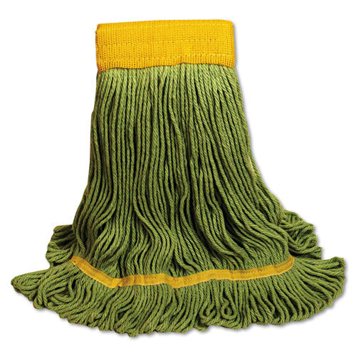 Boardwalk EcoMop Looped-End Mop Head, Recycled Fibers, Large Size, Green, 12-Carton BWK1200LCT