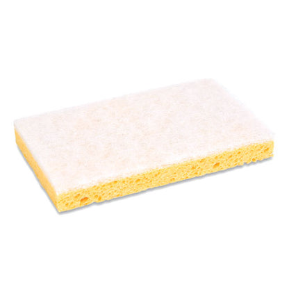 Boardwalk Scrubbing Sponge, Light Duty, 3.6 x 6.1, 0.7" Thick, Yellow-White, Individually Wrapped, 20-Carton 63BWK LD