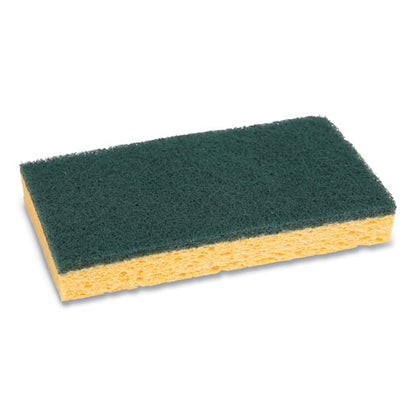 Boardwalk Scrubbing Sponge, Medium Duty, 3.6 x 6.1, 0.75" Thick, Yellow-Green, Individually Wrapped, 20-Carton 74BWK MD