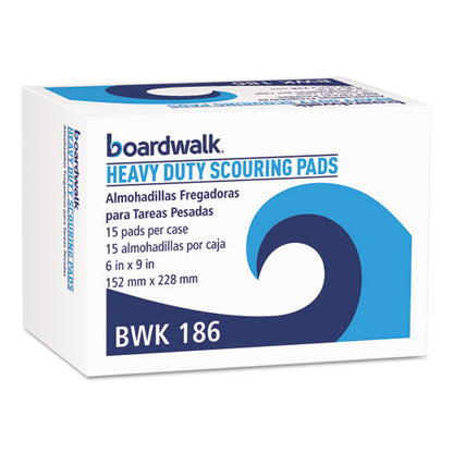 Boardwalk Heavy-Duty Scour Pad, 6 x 9, Green 15-Carton 86LGI
