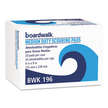 Boardwalk Medium Duty Scour Pad,  6 x 9, Green, 20-Carton 96BWK GP