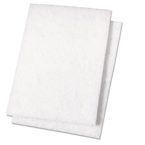 Boardwalk Light Duty Scour Pad, White, 6 x 9, White, 20-Carton 98BWK LD