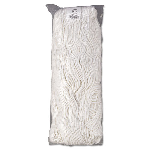 Boardwalk Mop Head, Premium Standard Head, Rayon Fiber, 32oz, White, 12-Carton BWK232R