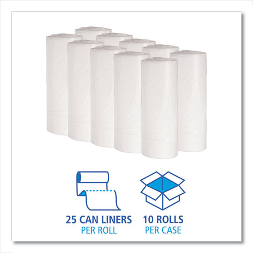 Boardwalk Low-Density Waste Can Liners, 10 gal, 0.4 mil, 24" x 23", White, 500-Carton H4823LWKR01