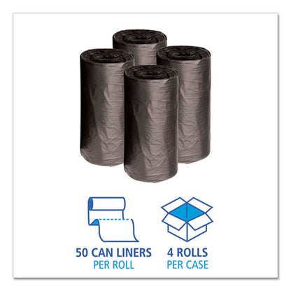 Boardwalk Low-Density Waste Can Liners, 10 gal, 0.35 mil, 24" x 23", Black, 500-Carton H4823RKKR01