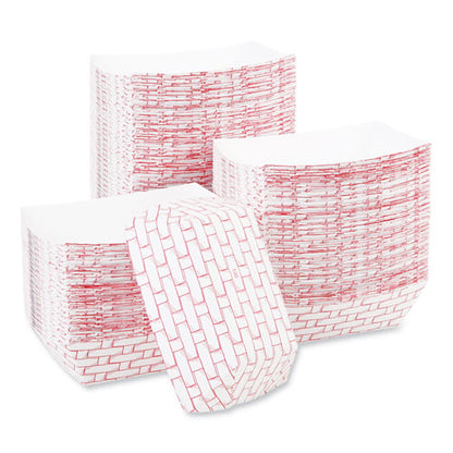 Boardwalk Paper Food Baskets, 1 lb Capacity, Red-White, 1,000-Carton BWK30LAG100