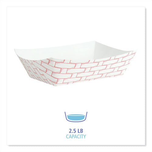 Boardwalk Paper Food Baskets, 2.5 lb Capacity, Red-White, 500-Carton BWK30LAG250