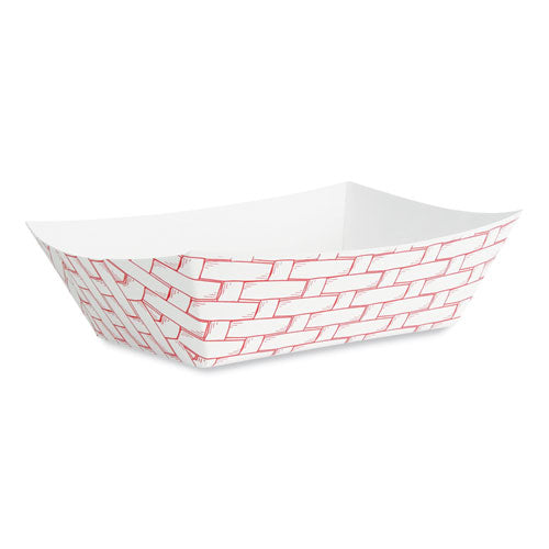 Boardwalk Paper Food Baskets, 3 lb Capacity, Red-White, 500-Carton BWK30LAG300