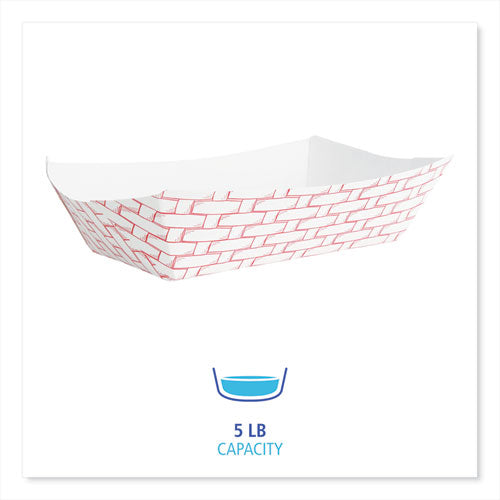 Boardwalk Paper Food Baskets, 5 lb Capacity, Red-White, 500-Carton BWK30LAG500