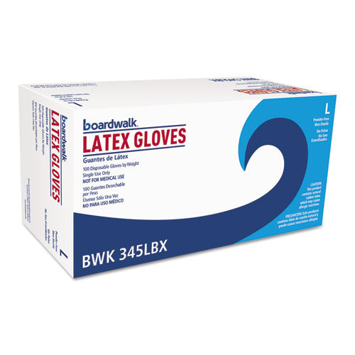 Boardwalk General-Purpose Latex Gloves, Natural, Large, Powder-Free, 4.4 mil, 1000-Carton BWK345LCT