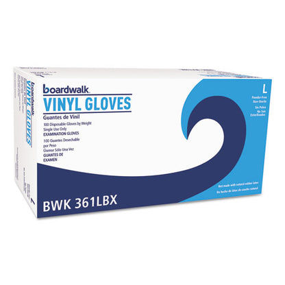 Boardwalk Exam Vinyl Gloves, Clear, Large, 3 3-5 mil, 100-Box, 10 Boxes-Carton BWK361LCT