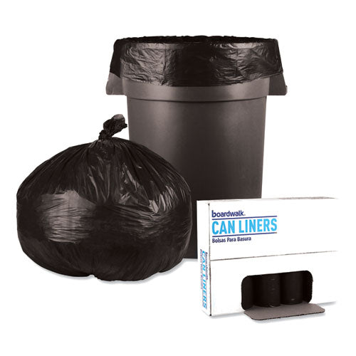 Boardwalk Low-Density Waste Can Liners, 60 gal, 0.65 mil, 38" x 58", Black, 100-Carton H7658HKKR01