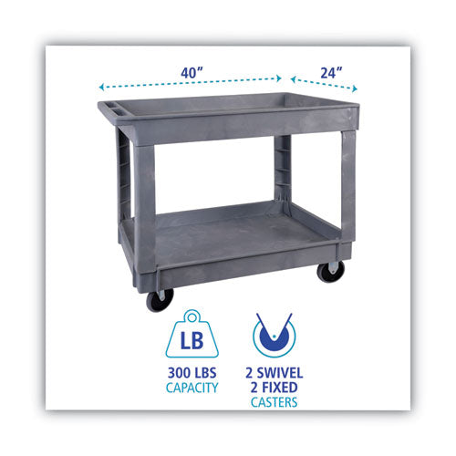 Boardwalk Utility Cart, Two-Shelf, Plastic Resin, 24w x 40d, Gray 3485207