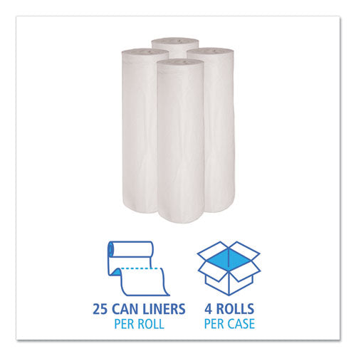 Boardwalk Low-Density Waste Can Liners, 45 gal, 0.6 mil, 40" x 46", White, 100-Carton H8046HWKR01