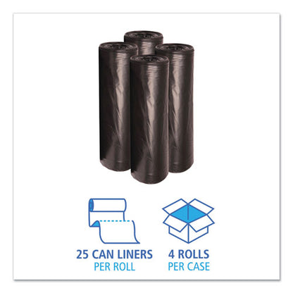 Boardwalk Low-Density Waste Can Liners, 56 gal, 0.6 mil, 43" x 47", Black, 100-Carton H8647HKKR01