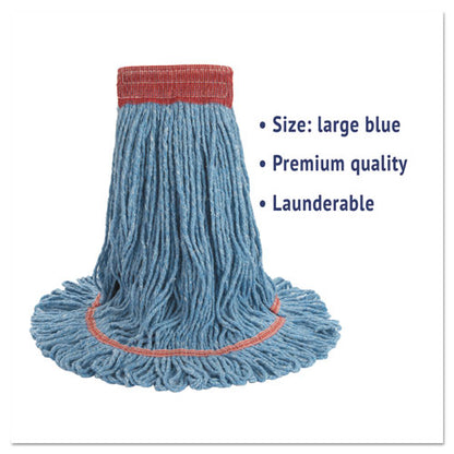 Boardwalk Super Loop Wet Mop Head, Cotton-Synthetic Fiber, 5" Headband, Large Size, Blue, 12-Carton BWK503BLCT