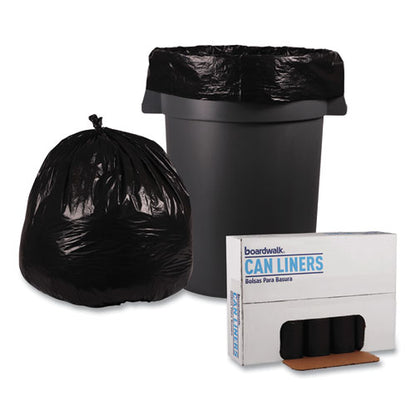 Boardwalk Low Density Repro Can Liners, 45 gal, 1.2 mil, 40" x 46", Black, 10 Bags-Roll, 10 Rolls-Carton BWK517