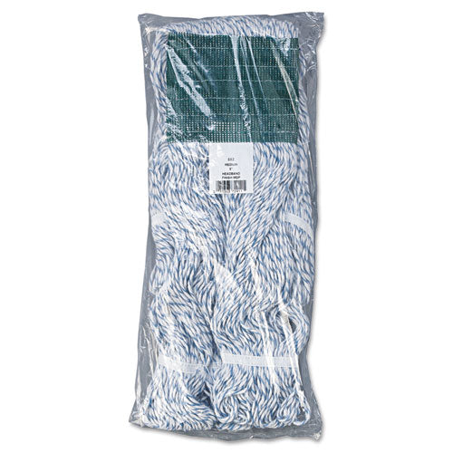 Boardwalk Mop Head, Floor Finish, Wide, Rayon-Polyester, Medium, White-Blue, 12-Carton BWK552