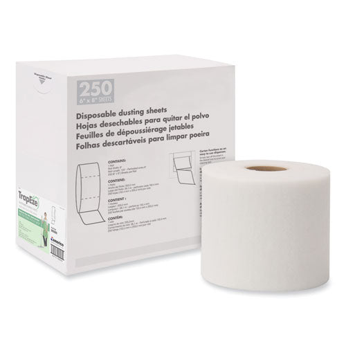 Boardwalk TrapEze Disposable Dusting Sheets, 8" x 125 ft, White, 250 Sheets-Roll, 582508