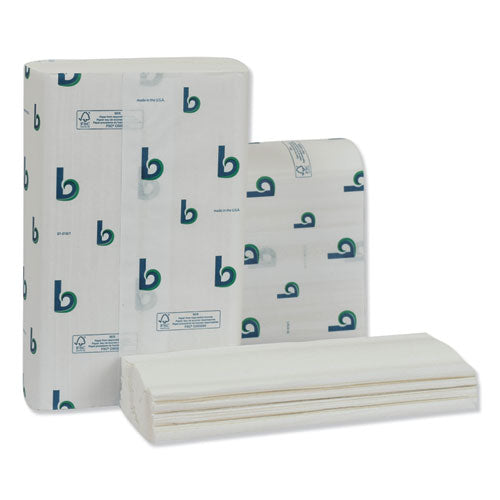Boardwalk Structured Multifold Towels, 1-Ply, 9 x 9.5, White, 250-Pack, 16 Packs-Carton BWK6204
