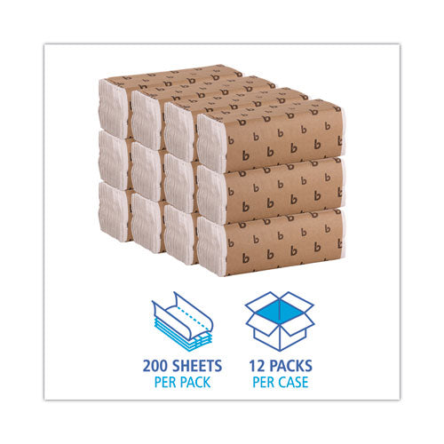 Boardwalk C-Fold Paper Towels, Bleached White, 200 Sheets-Pack, 12 Packs-Carton B6220