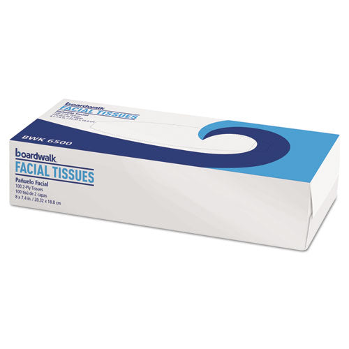 Boardwalk Flat Box Facial Tissue 2 Ply 100 Sheets White (30 Pack) BWK6500B