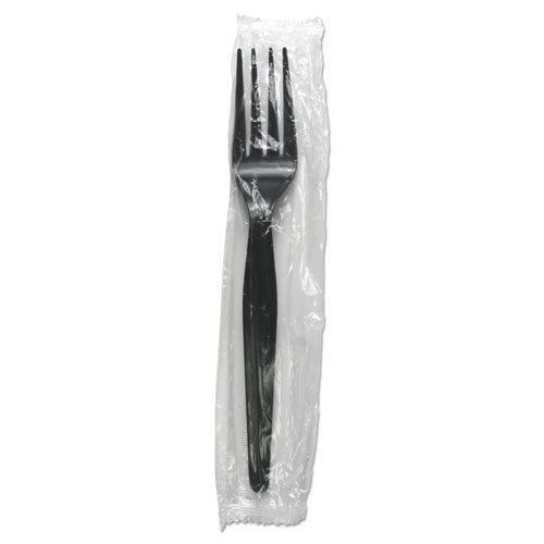 Boardwalk Heavyweight Wrapped Polystyrene Cutlery, Fork, Black, 1,000-Carton BWKFORKHWPSBIW