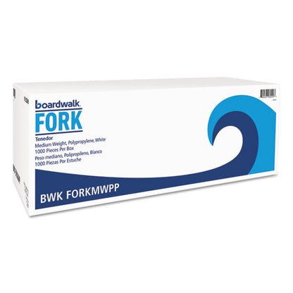 Boardwalk Mediumweight Polypropylene Cutlery, Fork, White, 1000-Carton BWKFORKMWPP