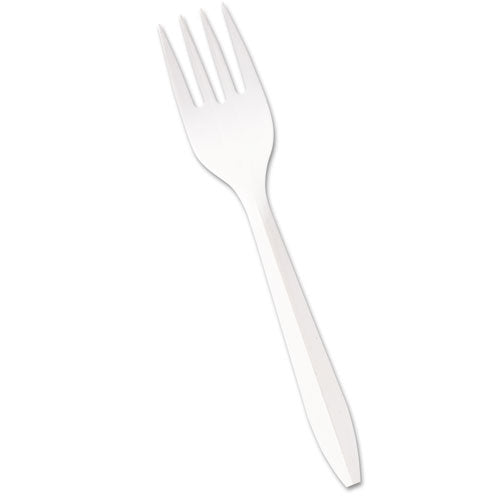 Boardwalk Mediumweight Polypropylene Cutlery, Fork, White, 1000-Carton BWKFORKMWPP